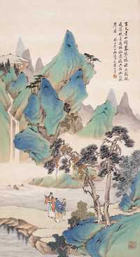 黄山寿 1913年作 青山寿考图 立轴